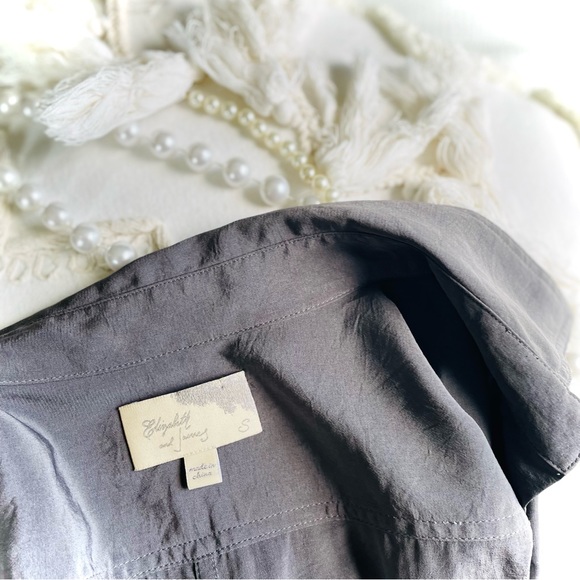 ELIZABETH & JAMES | S | Charcoal Light Silky Button-Down Shorts Jumper Romper - Picture 6 of 14